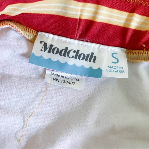 NBW MODCLOTH Red and Yellow High Waisted Swimsuit Bikini - Picture 7 of 7